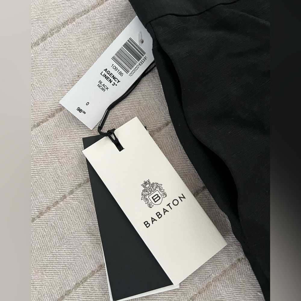 New With Tags! Babaton Black Linen 3” Shorts